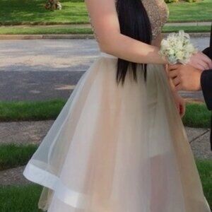 TERANI COUTURE  champagne GLAMOUR two piece dress